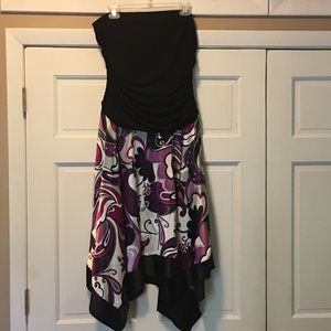 Strapless Print Asymmetrical Dress